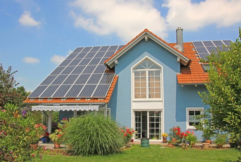 modern home with solar cells