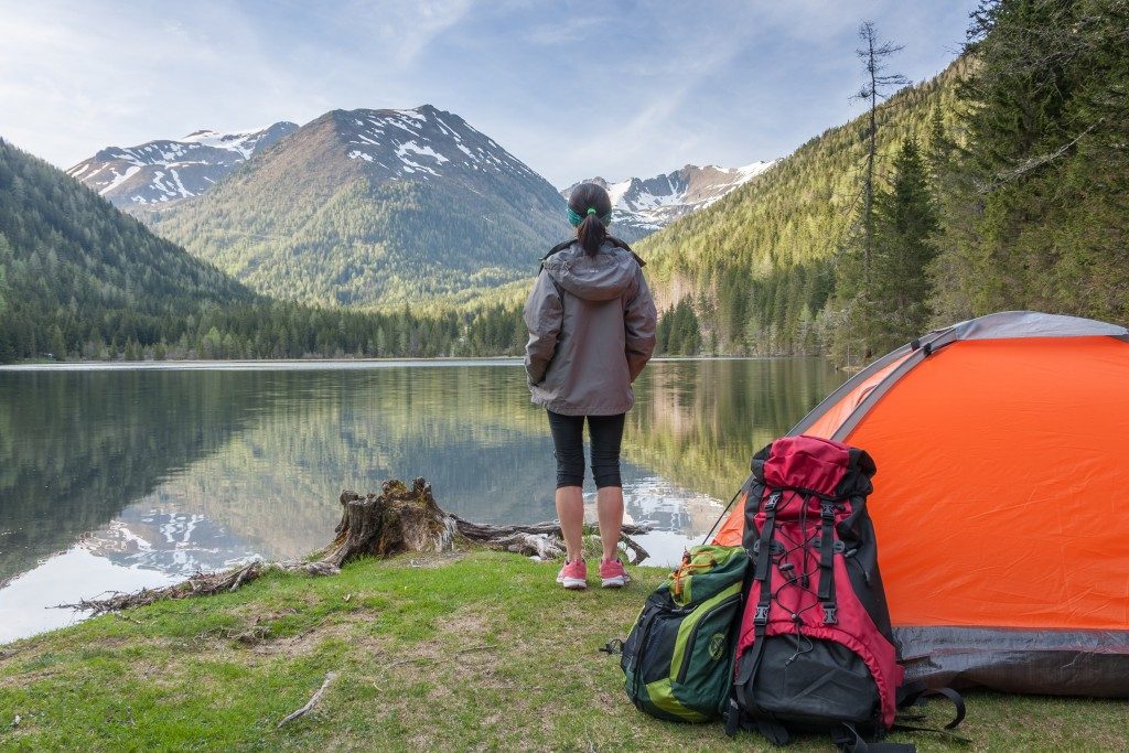 Camper looking at the river