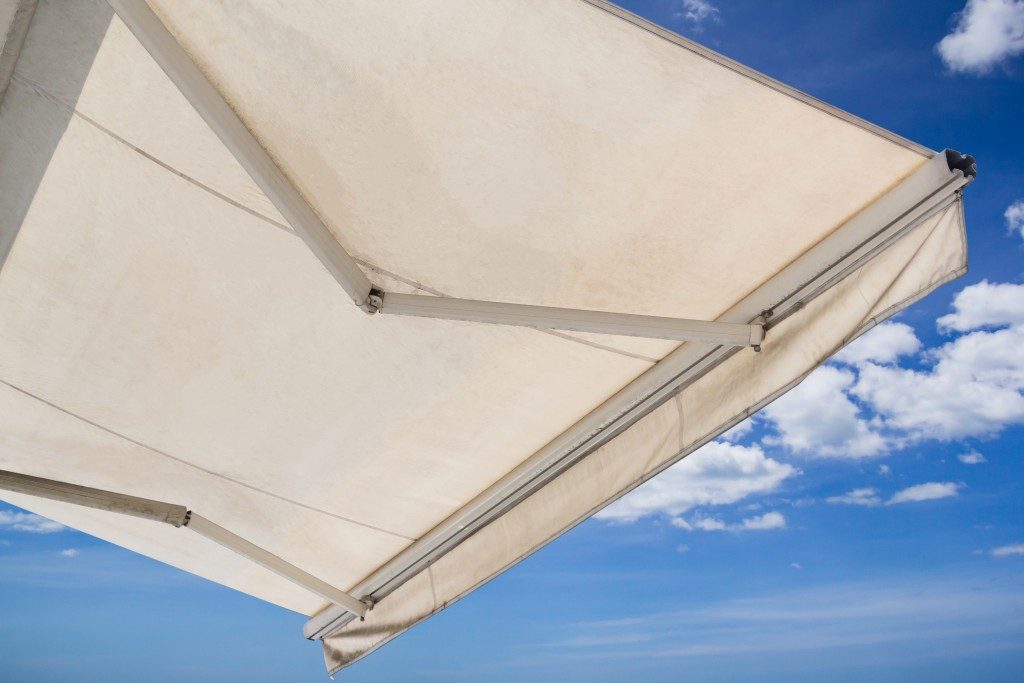 white awning made of canvas