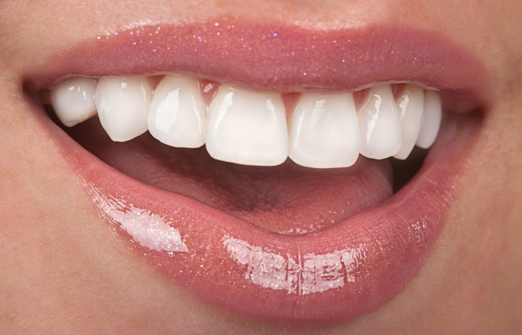 close shot of woman's teeth